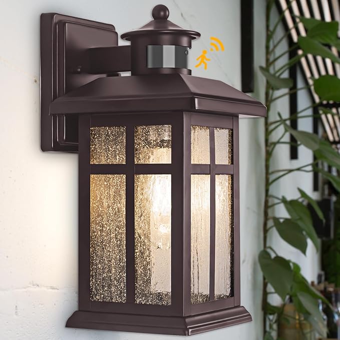 Updated Dusk to Dawn Porch Light, Exterior Light Fixtures Wall Mount Oil Rubbed by Brilvibera