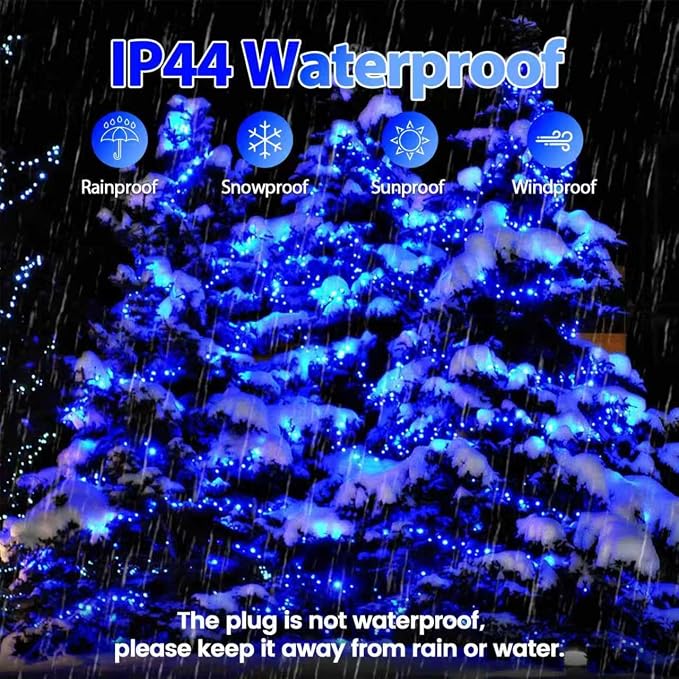 75.8 FT 200 LED Blue Christmas String Lights Outdoor & Indoor, Timer & Memory - Image 3