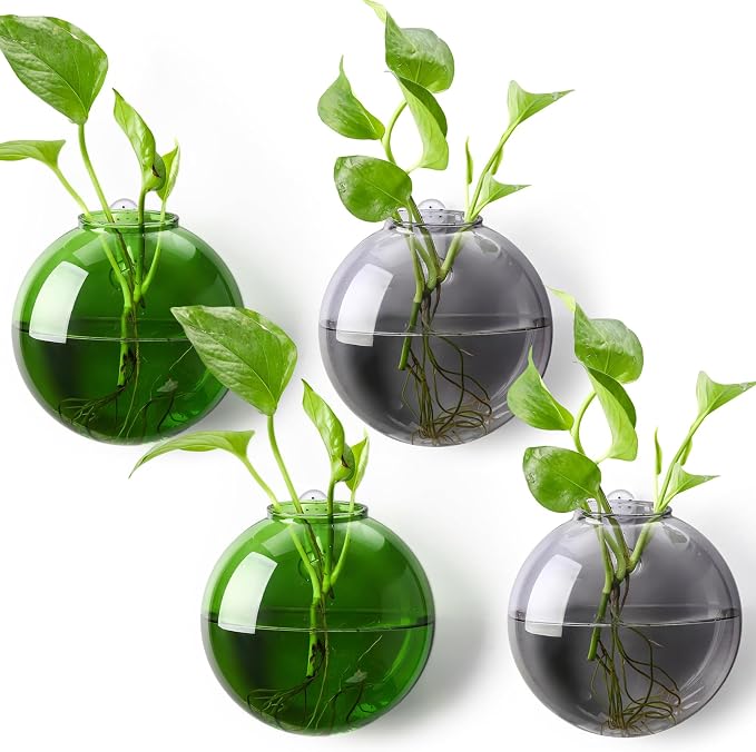 4 Pcs Stained Glass Hanging Vases Hanging Glass Planters Small Plant Terrarium by Wonderjune