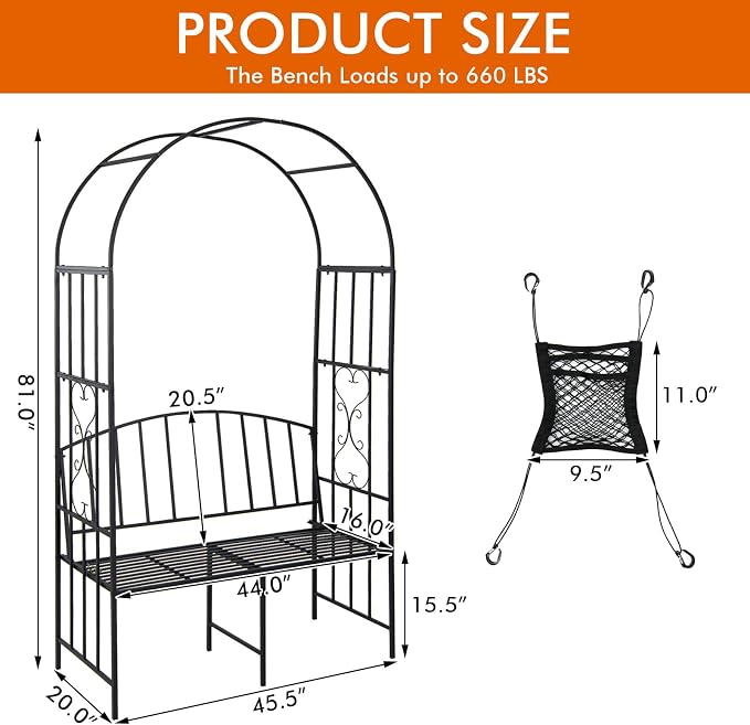 Giantex 81in Metal Garden Arch - Image 3