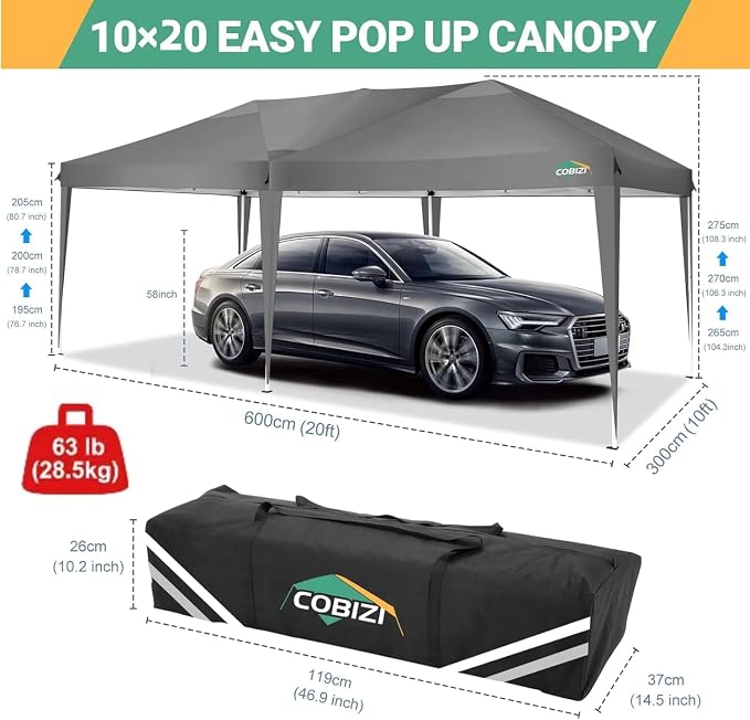 COBIZI 10x20 Pop Up Canopy Tent - Image 3