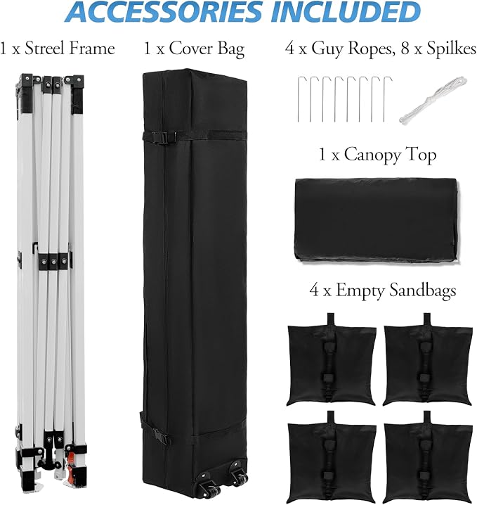 WEIZE Pop up Canopy Tent 10x10ft, 1-Button Push Setup, Instant Portable Shelter - Image 6