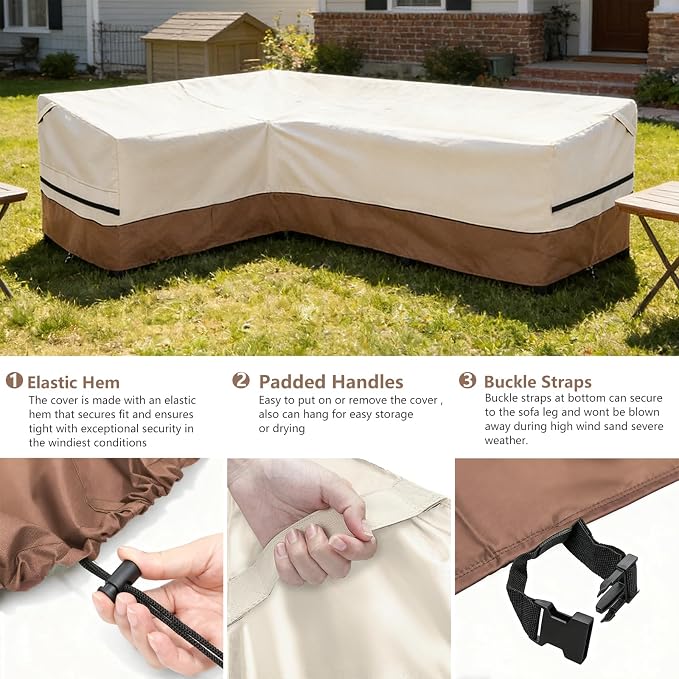 okcool Outdoor Sectional Sofa Cover Waterproof-L-Shaped Patio Furniture Covers - Image 4