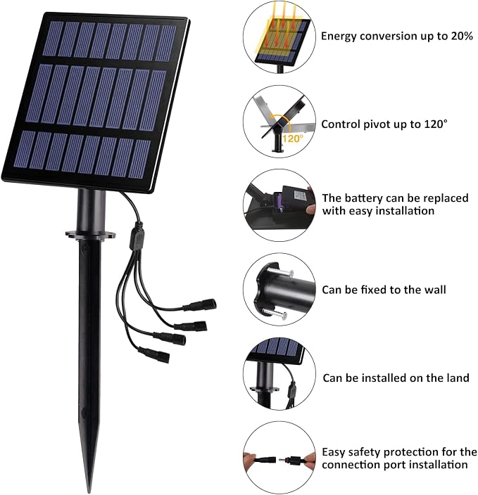 T-SUN Solar Spotlights, 4-in-1 Solar Landscape Spot Lights Outdoor Waterproof - Image 6