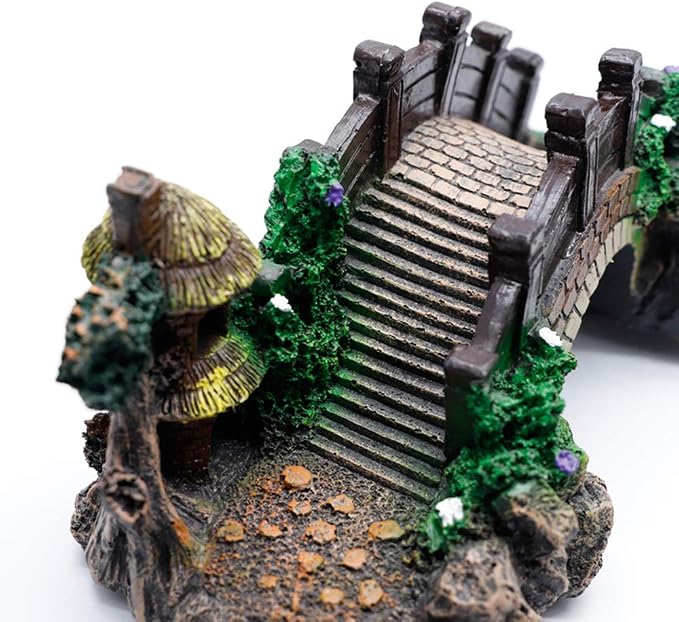 NA Aquarium Ornament Resin Arch Bridge Tree Pavilion Artificial Bridge Model - Image 6