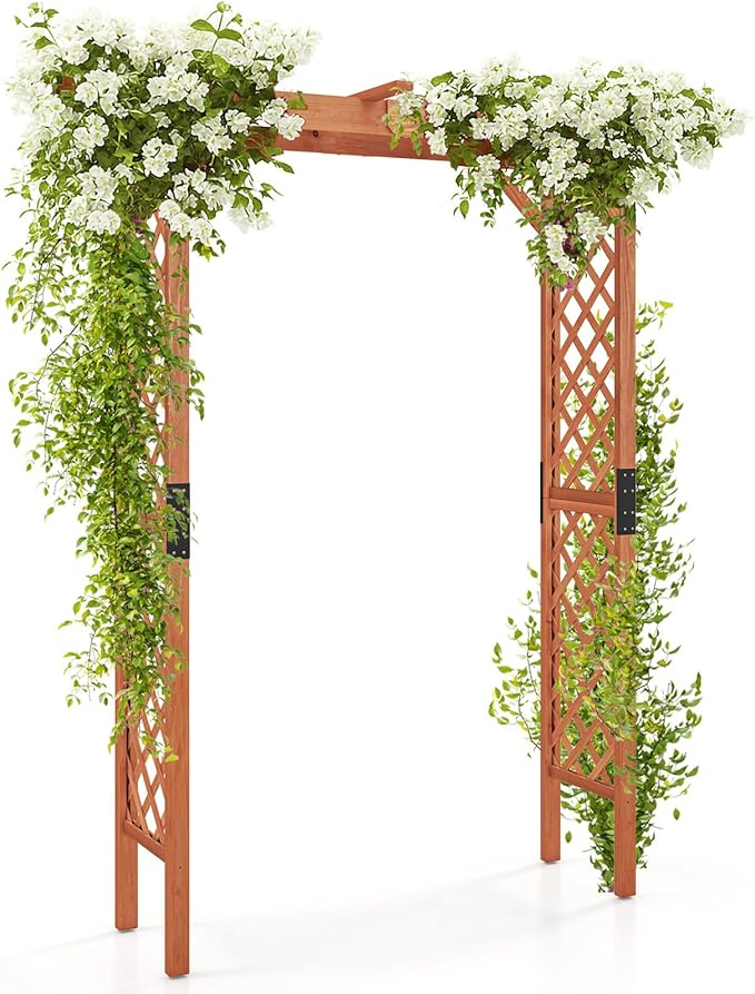 Giantex 7FT Wood Garden Arbor Trellis, Wedding Arch by Giantex