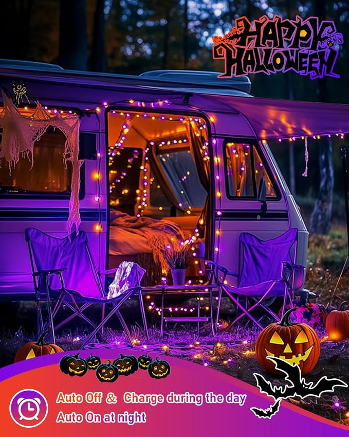 JMEXSUSS 2 Pack Solar Halloween Lights Outdoor Waterproof, Total 66FT 200 LED - Image 8