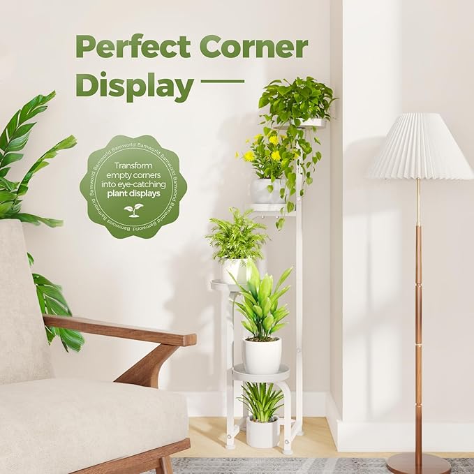 Bamworld Corner Plant Stand Indoor Outdoor, Tall Metal Flower Pot Stands - Image 4