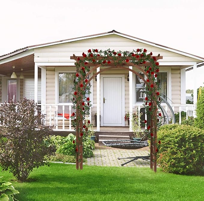 Outdoor Wooden Arbor Trellis, Cedar Wood Garden Arbor Arch, Modern Rectangular - Image 8