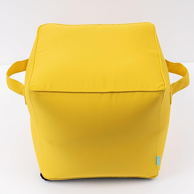 QILLOWAY Indoor/Outdoor Inflatable Stool, Ottoman Pouf Cube 16", All Weather - Image 3