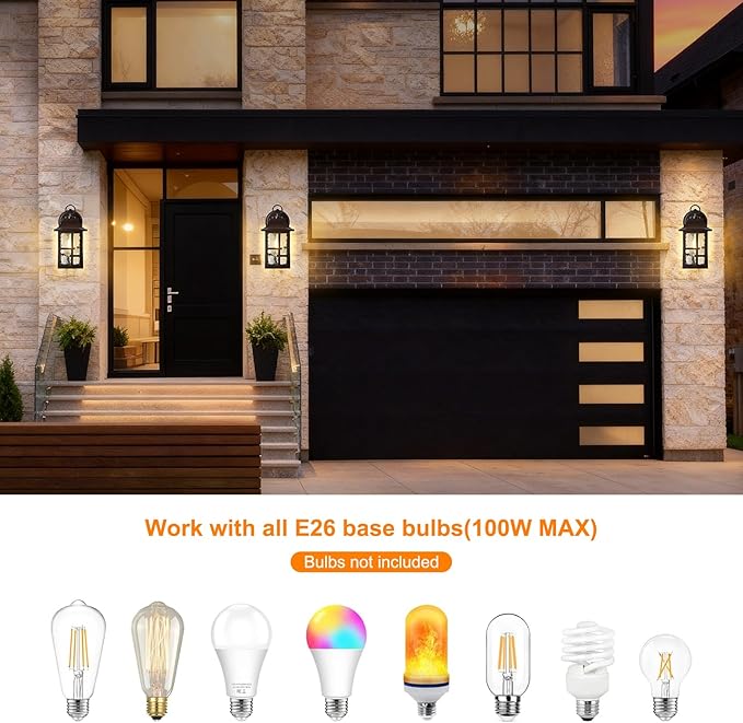 OKELI 2-Pack Dusk to Dawn Exterior Lighting Fixture, Farmhouse Outdoor Wall - Image 2