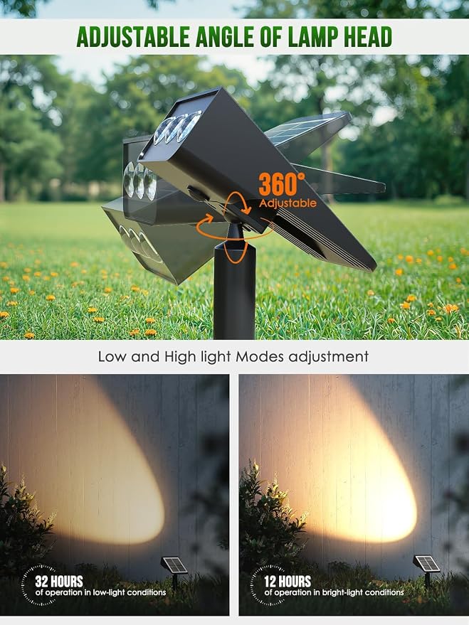 Solar spot Lights Outdoor IP65 Waterproof Solar spotlights 3 Lighting Modes - Image 6