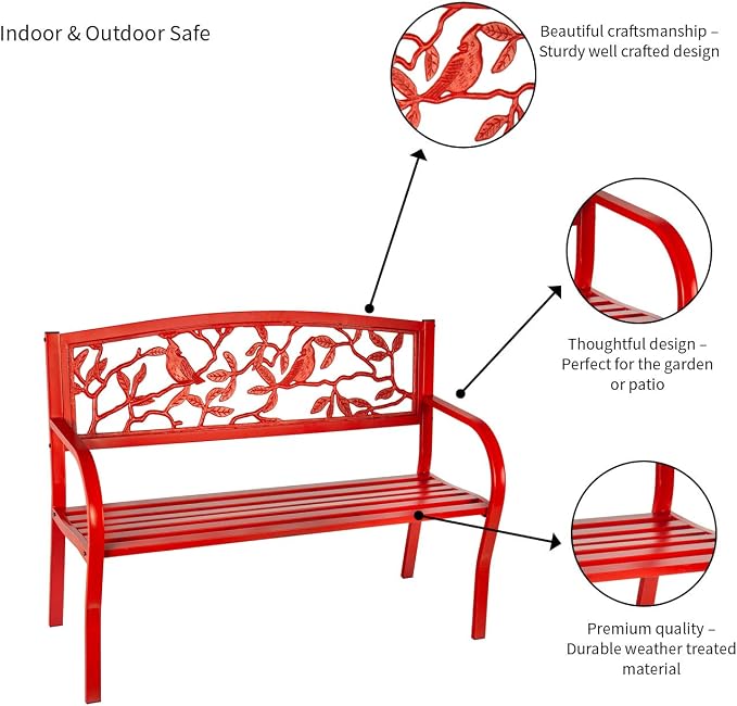 Evergreen Weatherproof Cardinal Outdoor Bench | Holds Up to 300 lbs | Furniture - Image 7