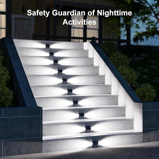 12 Pack Cool White Solar Powered Stair Lights - Image 7