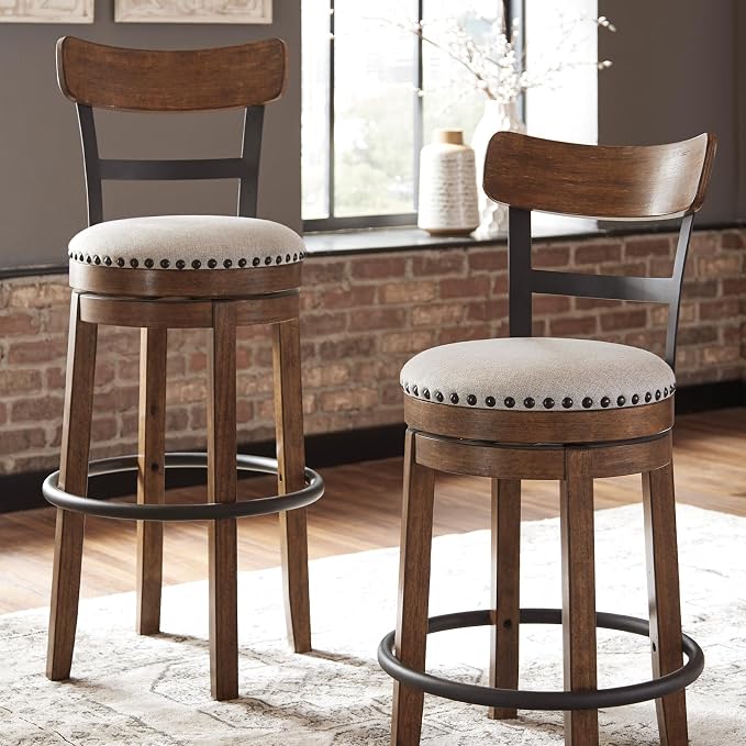 Signature Design by Ashley Valebeck Rustic Farmhouse Swivel Bar Stool – 24.5″ - Image 8