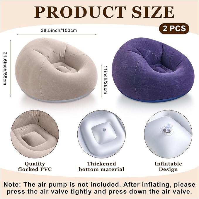 Realspring Inflatable Bean Bag Chairs Outdoor Blow up Camping Chairs Inflatable - Image 3