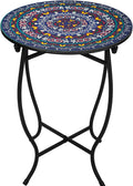 Indoor Outdoor Small Metal Round Side Table, Versatile 14 Inch Round Metal End by Plant+Castle
