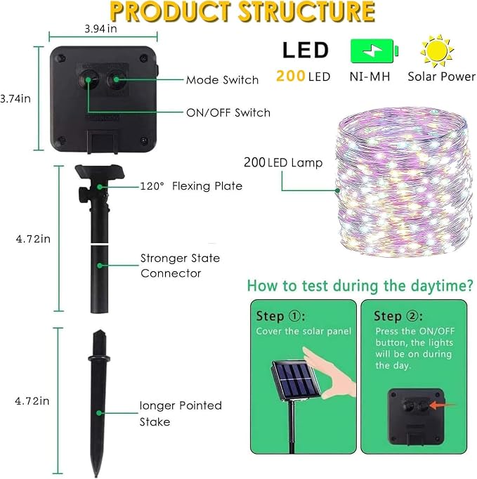 Solar String Lights Outdoor, 4 Pack 288FT 800 LED Solar Twinkle Lights - Image 6