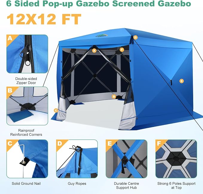 COBIZI 12x12 FT Pop Up Canopy Stargazing Tent, Gazebos On Clearance - Image 6