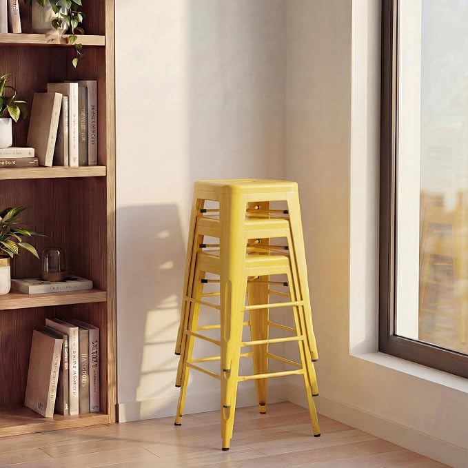 Shahoo 24 Inches Metal Bar Stools Counter Height Stackable Backless Stools - Image 7