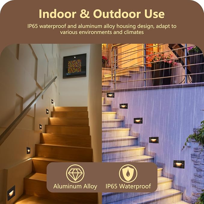 120V Dimmable 3CCT Step Lights, Stair Outdoor, Zinc Alloy/Aluminum Cover - Image 6