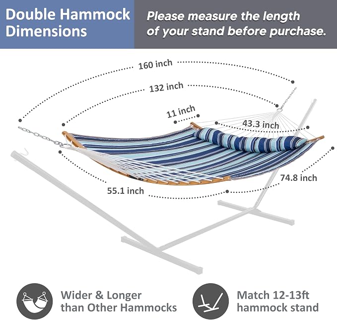 SUNCREAT Portable Hammock with Carrying Bag, 2 Person Hammock with Curved - Image 6