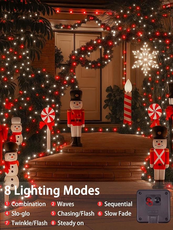 4 Pack 180FT Solar Christmas Lights Outdoor Waterproof, Super Bright 320 LED - Image 3