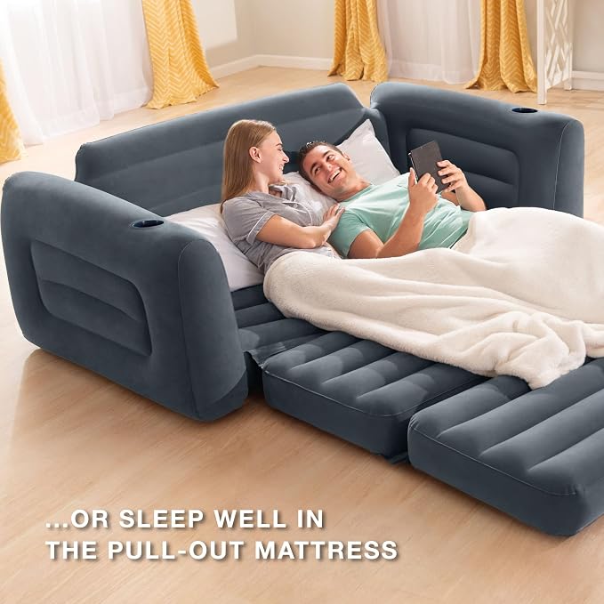 Intex 2 in 1 Inflatable Pull Out Sofa and Queen Size Air Bed Mattress - Image 5