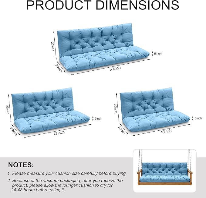 Outdoor Swing Cushions, 3 Seat Porch Swing Cushion Replacement - Image 2