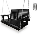 Wooden Porch Swing 2-Seater, High Backrest and Deep Seat, Bench Swing by FortuneCandy