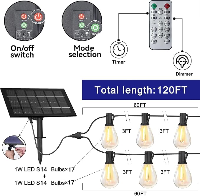 Solar String Lights for Outside 120FT - Image 2