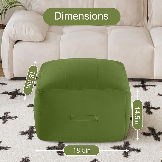 MeMoreCool Square Stuffed Pouf Ottoman Foot Rest, Floor Pouf Foot Stool - Image 2