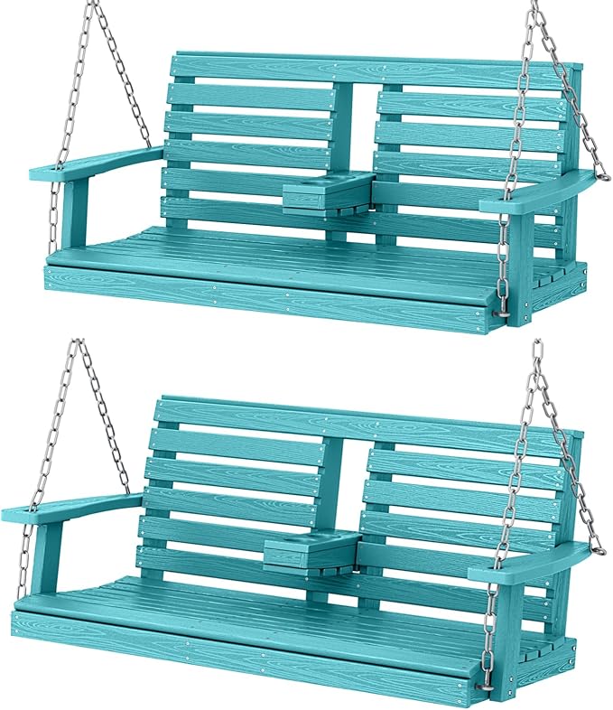 KINGYES Outdoor Hanging Patio Swing Set, 2 Seat Swing Chair by KINGYES