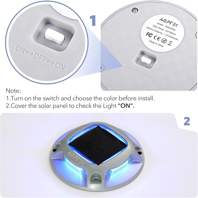 AGPTEK Solar Driveway Lights Outdoor 1 Pack, 2 Color Modes LED Deck Dock Marine - Image 8