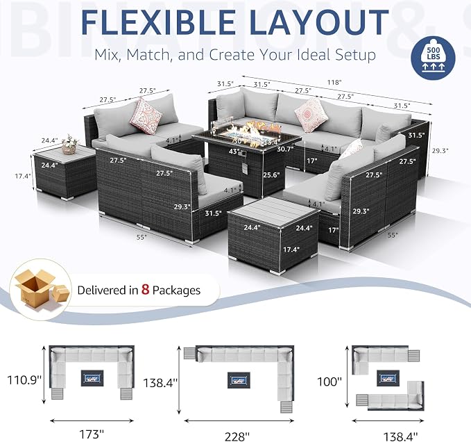 NICESOUL 13 Piece Outdoor Sectional Furniture - Image 6