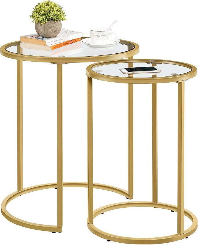 Yaheetech Round Nesting Side Table Stacking Coffee Table, Mustard Gold by Yaheetech