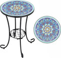 VCUTEKA Outdoor Side Table Mosaic Patio Table Accent Tables Mosaic Tile Top by VCUTEKA