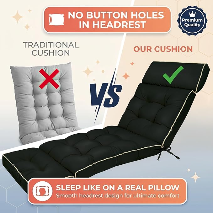 MAGIC ELEPHANT Chaise Lounge Cushion Outdoor, Memory Foam Patio Lounge Chair - Image 5