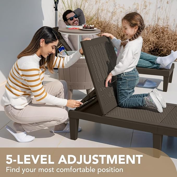 Devoko Outdoor Chaise Lounge Chair Set of 4 - Image 4
