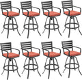 Pellebant 29.5" Outdoor Bar Stools Set of 8, Aluminum Swivel Patio Bar Height by Pellebant