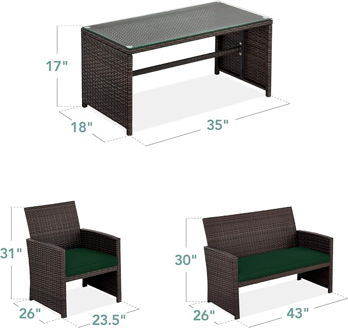 Best Choice Products 4-Piece Outdoor Wicker Patio Conversation Furniture Set - Image 7