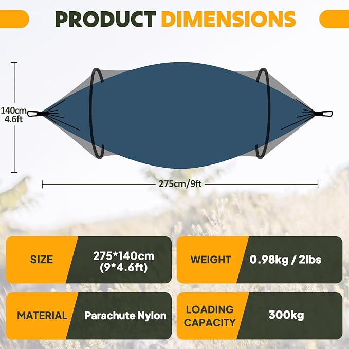 Chihee Ultra-Light Travel Camping Hammock Pop-up Net Hammock 660lbs Load - Image 3