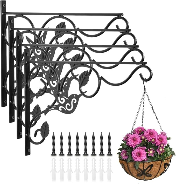 Hanging Plants Bracket, 4 Pack 12 inch Wall Planter Hook by Vumdua