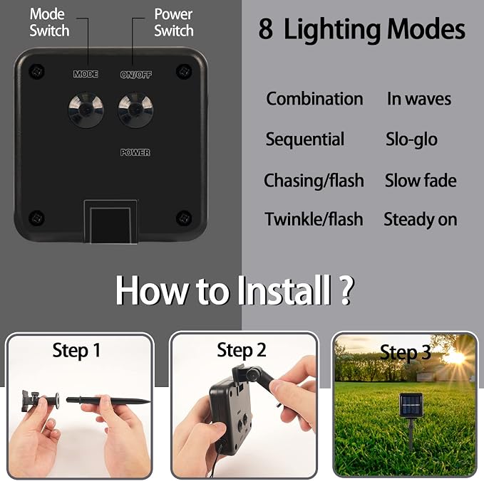 2 Pack Solar Christmas Lights Outdoor, 72FT 200 LED Solar String Lights - Image 5