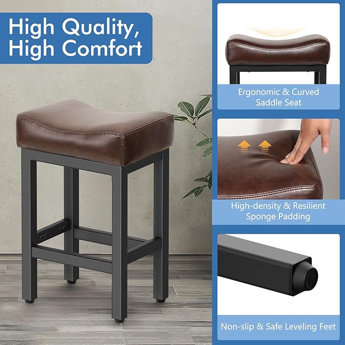 Counter Height Bar Stools Set of 3, 24 Inch Barstools - Image 3
