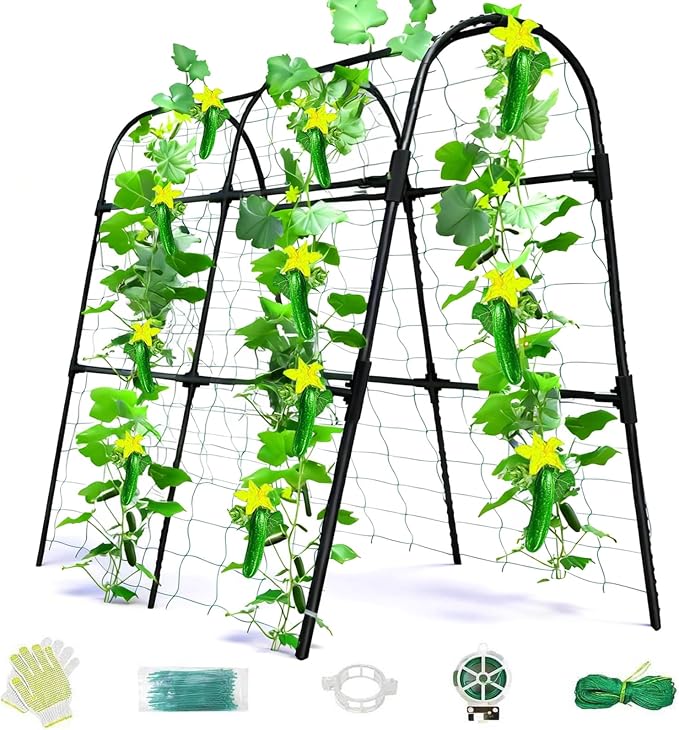 Cucumber Trellis for Raised Bed, U-Shape Garden Arch Metal Support for Climbing by Laodier