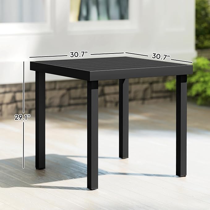 Outsunny Outdoor Dining Table for 4 Person, Square Patio Table, Aluminum Metal - Image 3