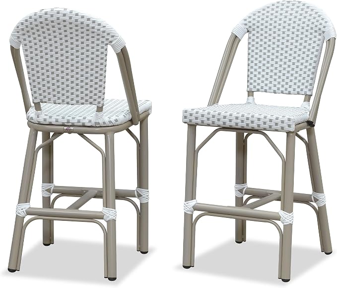 PURPLE LEAF French Counter Height Bar Stools Set of 2 Champagne Print Finish by PURPLELEAF