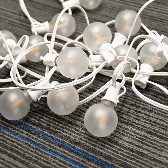 25Ft G40 LED Outdoor Christmas Frosted White String Lights - Image 8