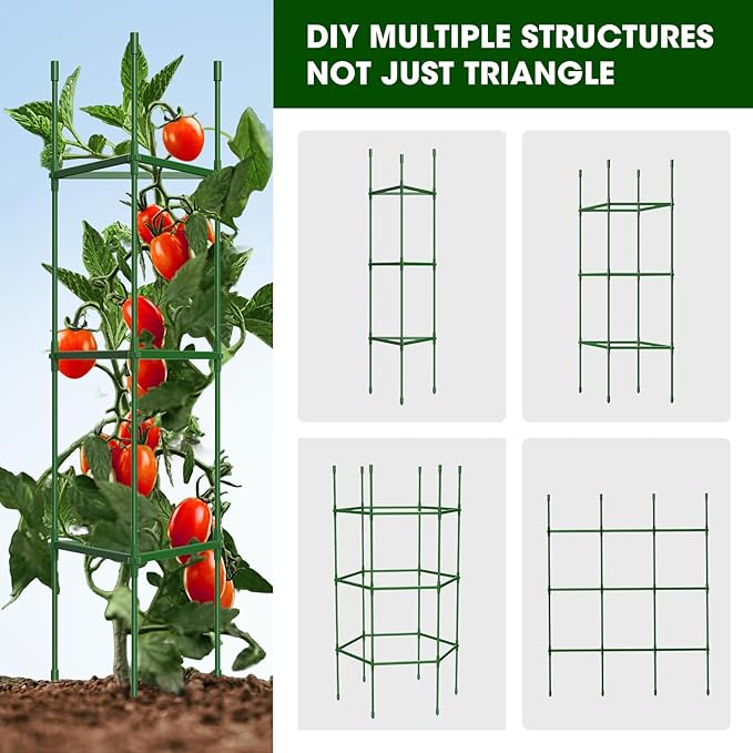 6 Pack Tomato Cages for Garden, Heavy Duty Adjustable Tomato Stake Support for - Image 4